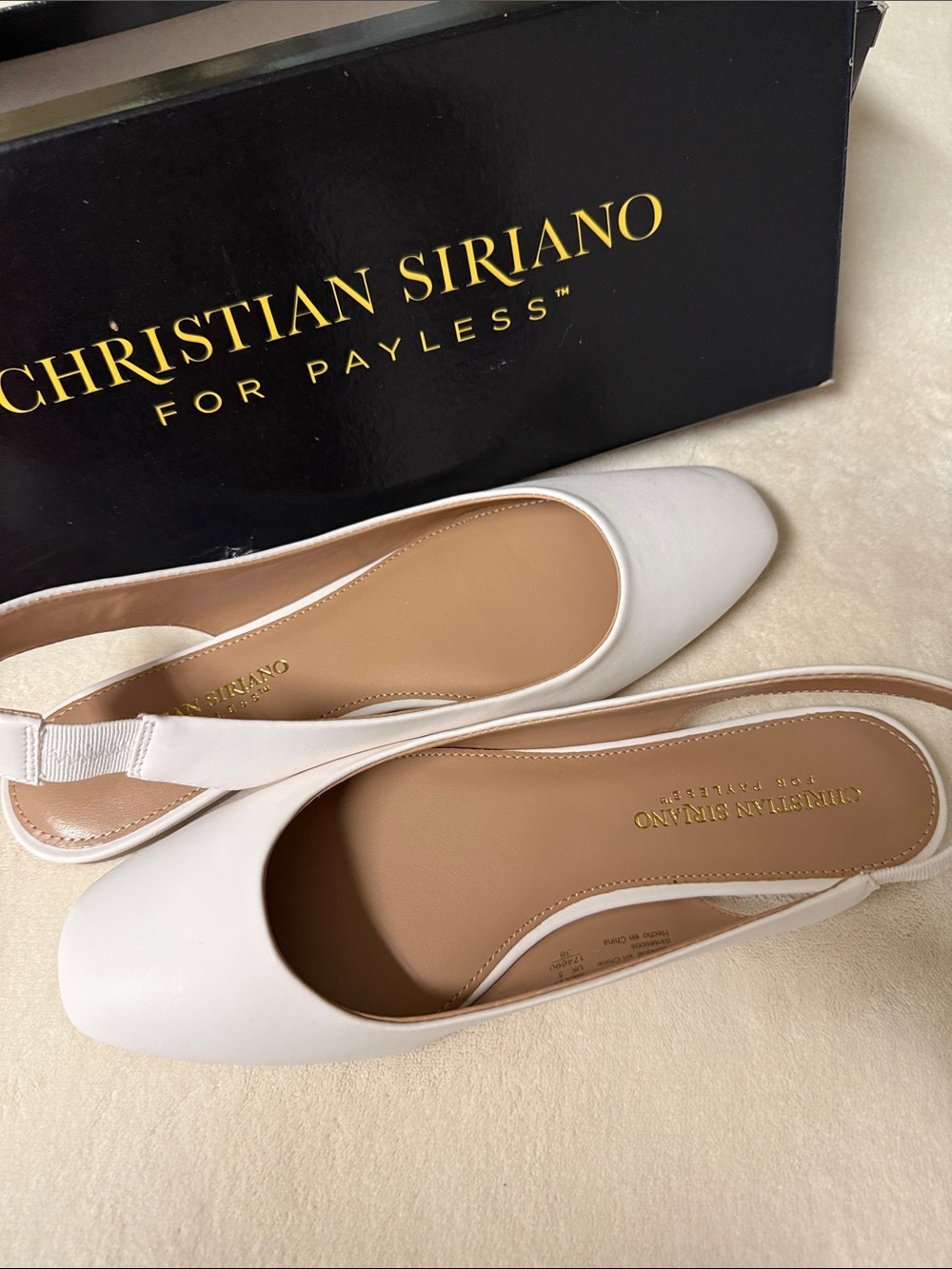 Christian Siriano Cream Slingback Flats